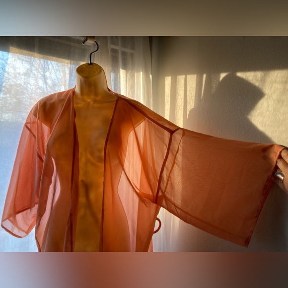 Sonoma Kohl’s Ombré Sheer Orange Belted Kimono, Recycled Polyester Blend! - Picture 6 of 11